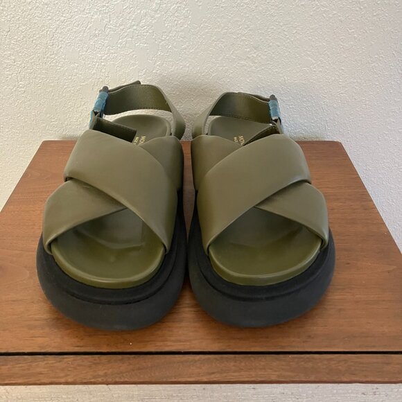 Moncler Crossover -strap Leather Sandals Size 7 - Picture 2 of 7